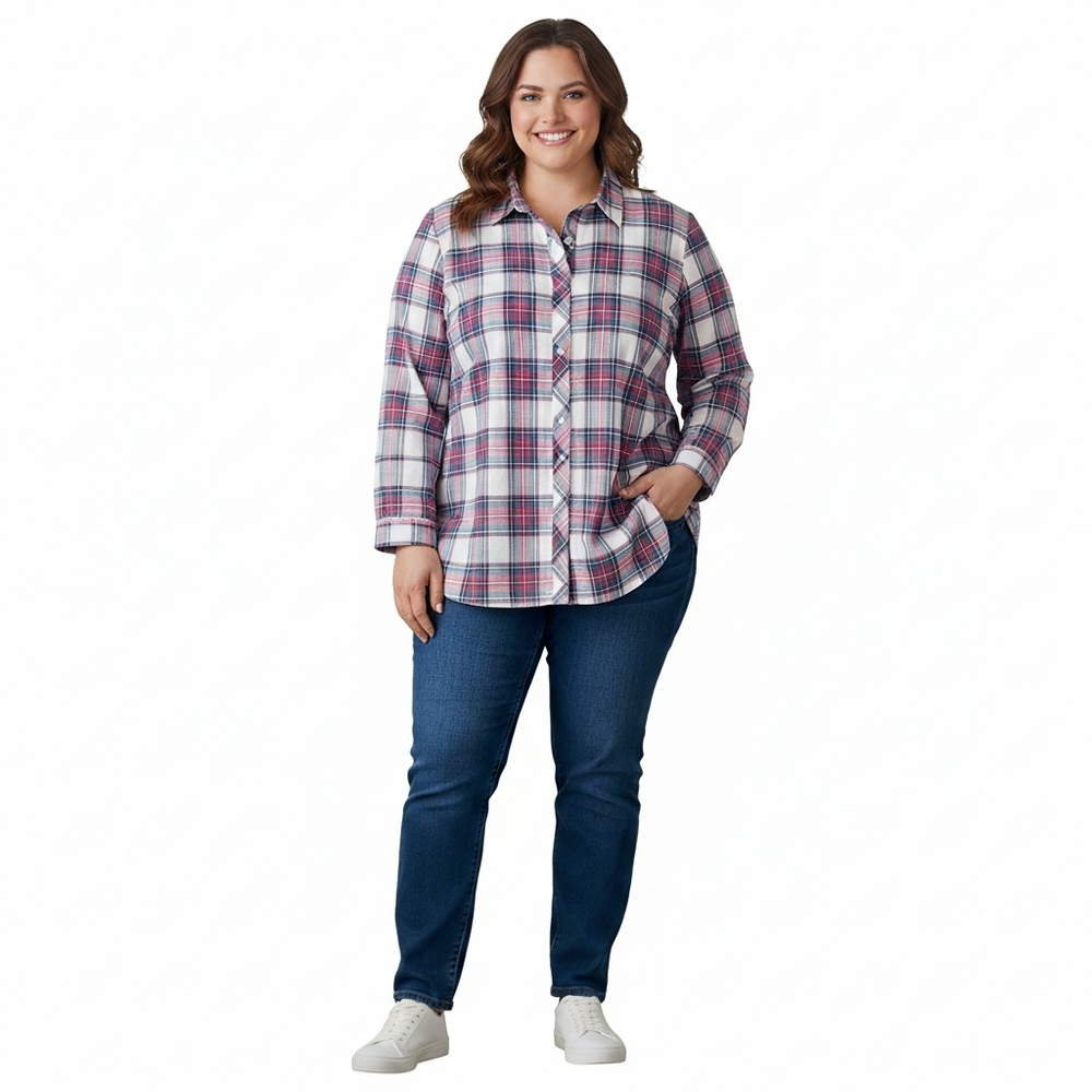 Talbots Plaid Button Up Shirt Womens Sz 2XL Lightweight Flannel Causal Comfort